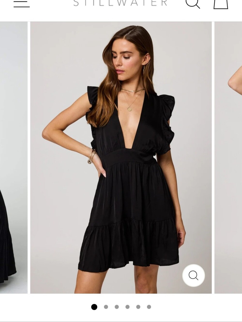 Stillwater Black Deep V Flutter Mini Dress